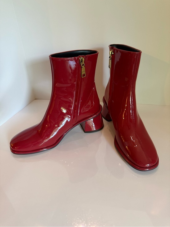 Coach Shoes - Coach Red Patent Leather Block Heel Boots